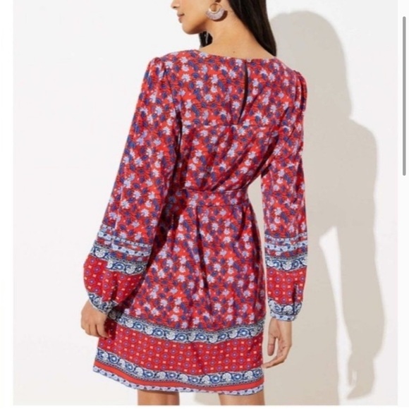 NWT LOFT border floral tie waist dress - Picture 2 of 6